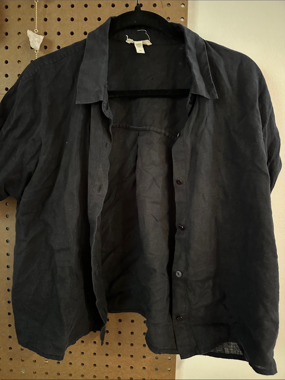 Eileen Fisher Boxy Black Linen Button-Down Shirt